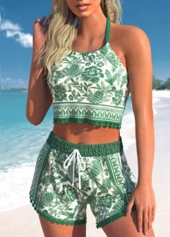 Mid Waisted Tropical Plants Print Tassel Tankini Set 7 Mid Waisted Tropical Plants Print Tassel Tankini Set -Rosewe Swimwear Store 333305 P 1684227611221