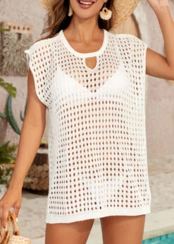 Cut Out Design White Hole Cover Up 10 Cut Out Design White Hole Cover Up -Rosewe Swimwear Store 333563 P 16847357610172