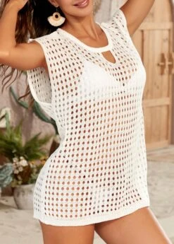 Cut Out Design White Hole Cover Up 11 Cut Out Design White Hole Cover Up -Rosewe Swimwear Store 333563 P 16847357616353