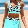 Mid Waisted Cow Print Drawstring Bikini Set -Rosewe Swimwear Store 333642 P 1684372823111
