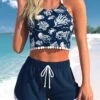 Mid Waisted Marine Life Print Patchwork Bikini Set -Rosewe Swimwear Store 334118 P 1684818962927