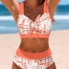 Mid Waisted Tie Dye Print Patchwork Bikini Set -Rosewe Swimwear Store 334810 P 1684911940679