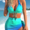 High Waisted Ombre Mesh Cyan Bikini Set -Rosewe Swimwear Store 334928 P 1685014288811