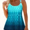 Mid Waisted Ombre Circular Ring Cyan Tankini Set -Rosewe Swimwear Store 336361 P 1686726834489