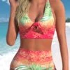 High Waisted Tropical Plants Print Bowknot Bikini Set 1 High Waisted Tropical Plants Print Bowknot Bikini Set -Rosewe Swimwear Store 336406 P 1686810701613