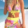 High Waisted Floral Print Drawstring Bikini Set -Rosewe Swimwear Store 336833 P 1687330457174